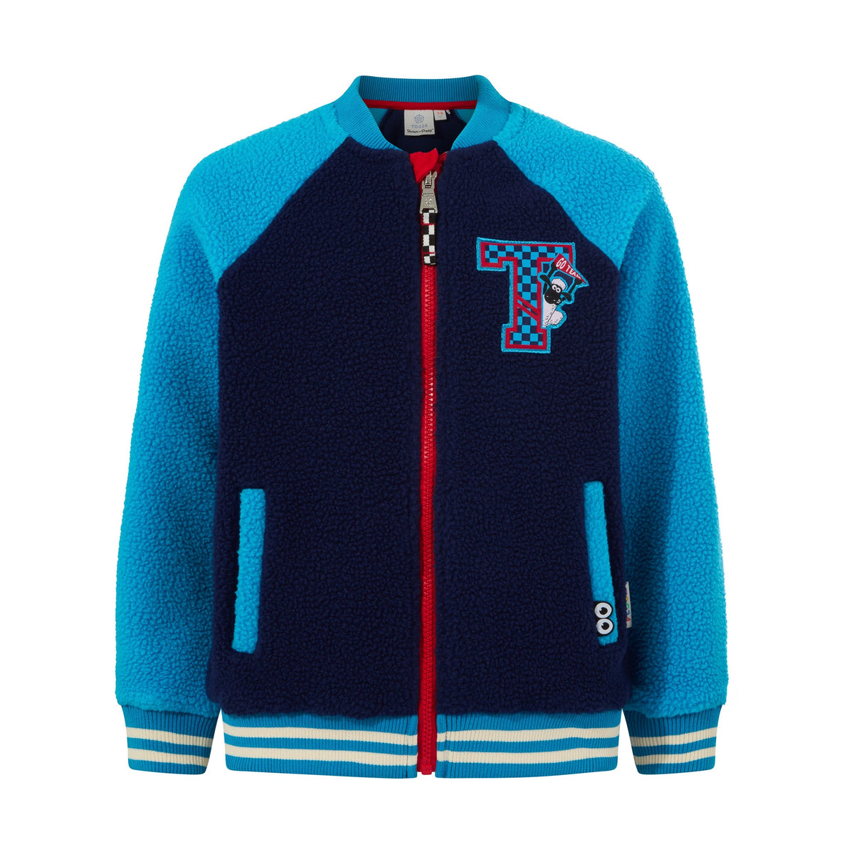 Aberfield Shaun the Sheep Kids Sherpa Varsity Bomber Jacket - Night Blue/Bondi Blue - Image 11