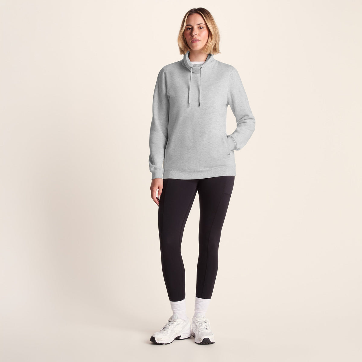 Abigail Womens Supersoft Funnel Neck Sweat - Oatmeal Marl - Image 2