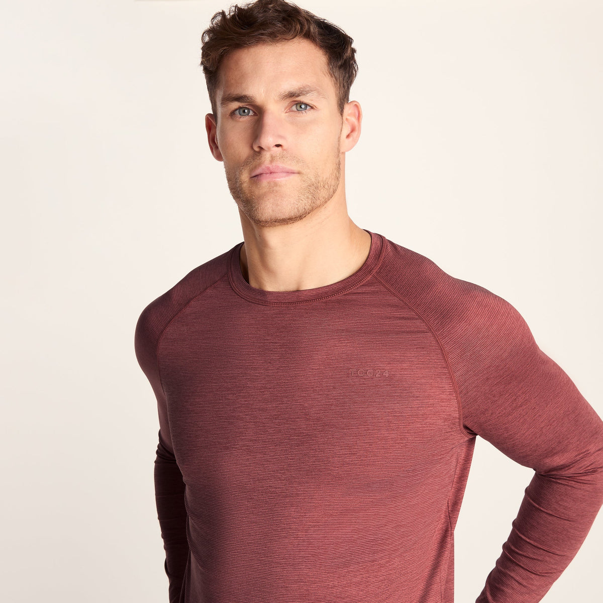 Ace Mens Long Sleeve Performance T-Shirt - Garnet Red - Image 6