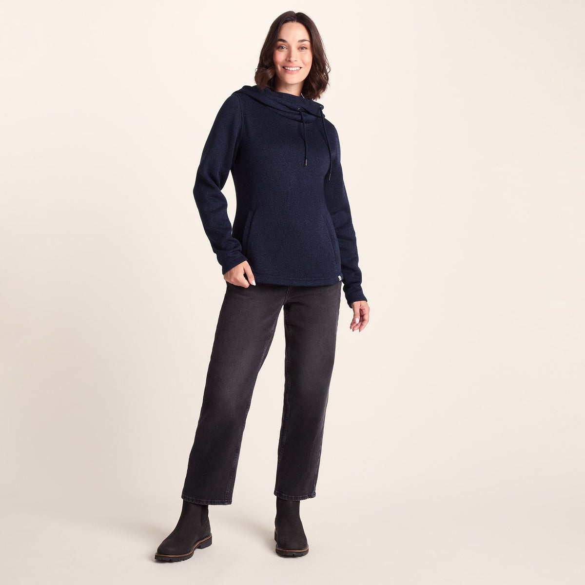 Acer Womens Oversized Supersoft Knitlook Fleece Hoody - Oxford Blue Marl - Image 2