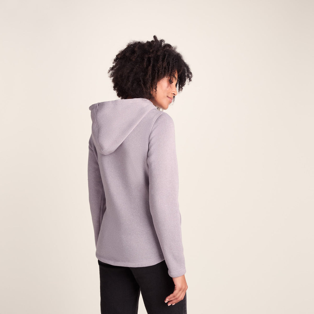 Acer Womens Oversized Supersoft Knitlook Fleece Hoody - Pale Lilac Marl - Image 3