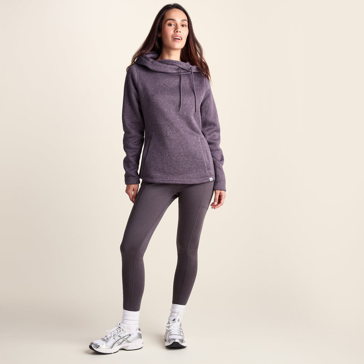 Acer Womens Oversized Supersoft Knitlook Fleece Hoody - Dusky Lilac Melange - Image 2
