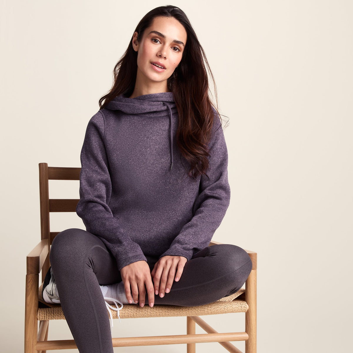 Acer Womens Oversized Supersoft Knitlook Fleece Hoody - Dusky Lilac Melange - Image 4