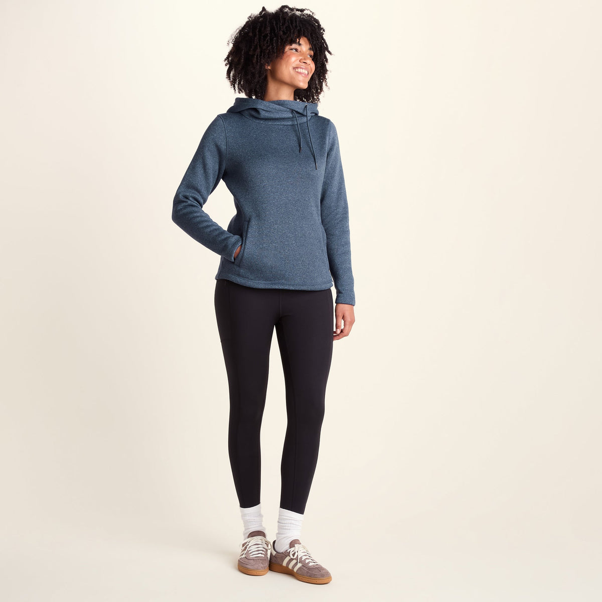 Acer Womens Oversized Supersoft Knitlook Fleece Hoody - Smokey Blue Melange - Image 2