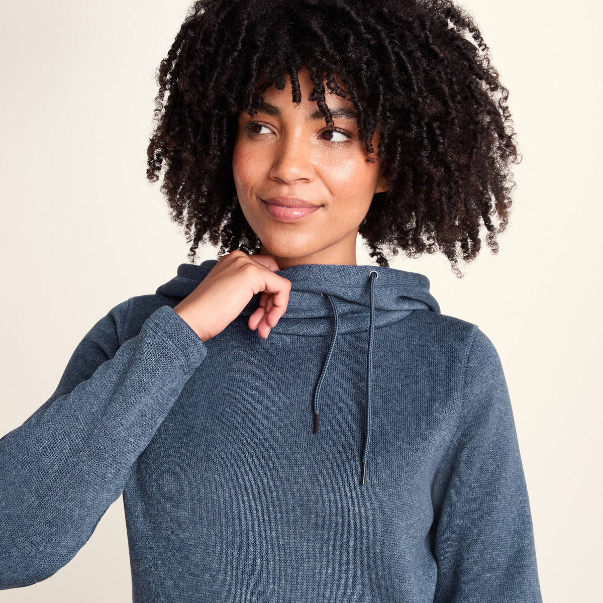 Acer Womens Oversized Supersoft Knitlook Fleece Hoody - Smokey Blue Melange - Image 5