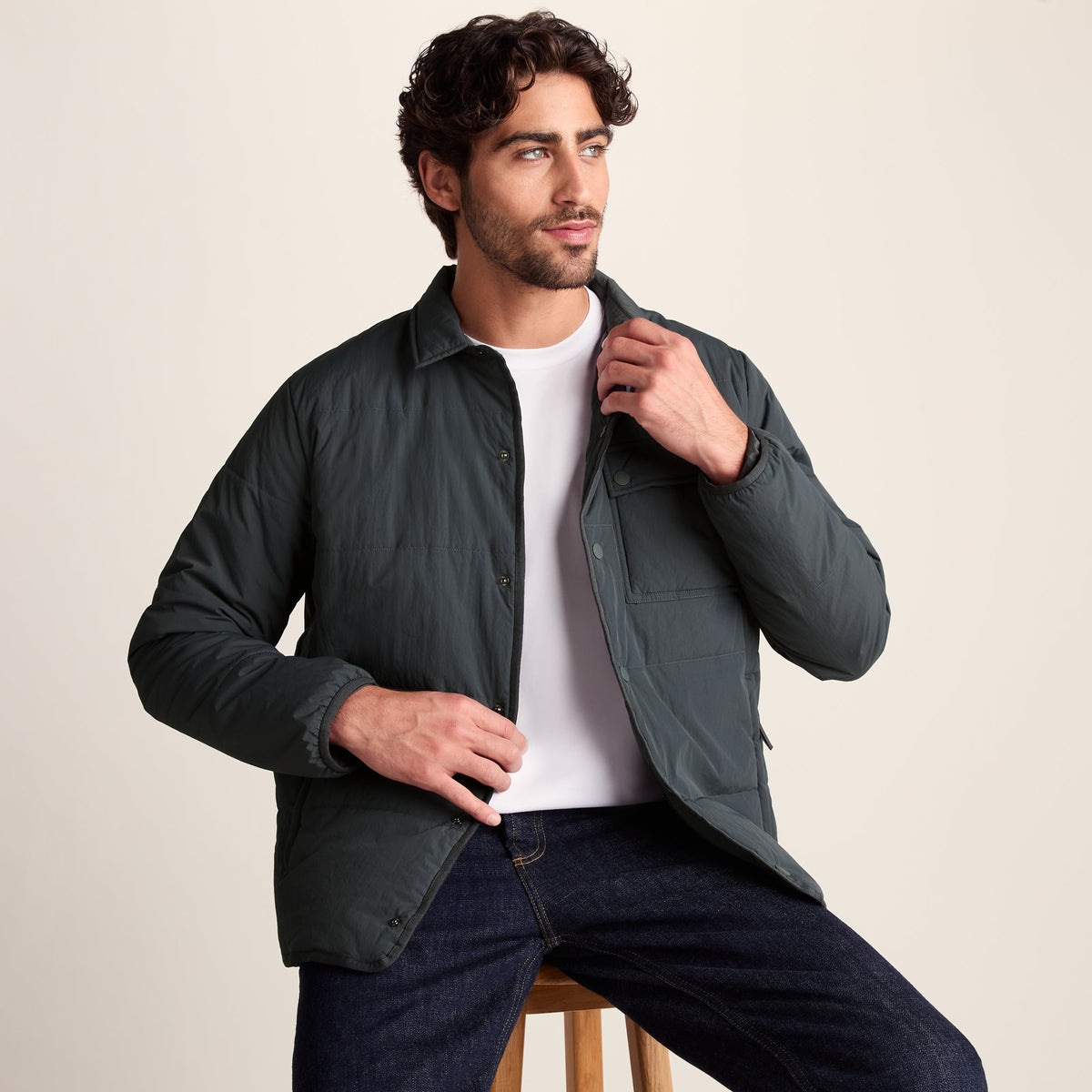 Adamson Mens Shower Resistant Insulated Shacket - Deep Slate - Image 4