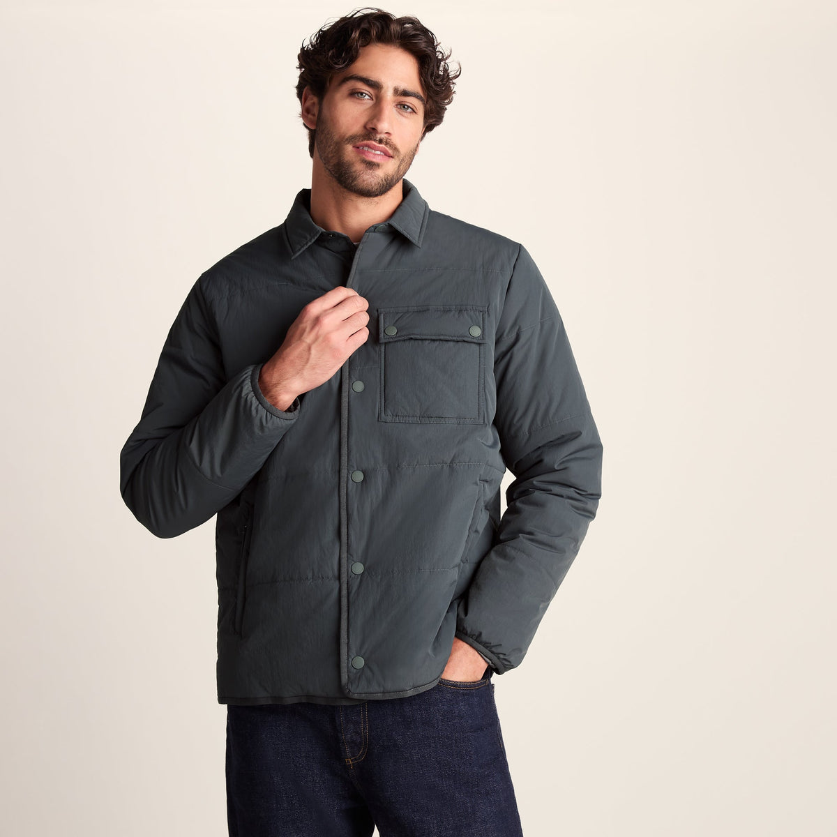 Adamson Mens Shower Resistant Insulated Shacket - Deep Slate - Image 7