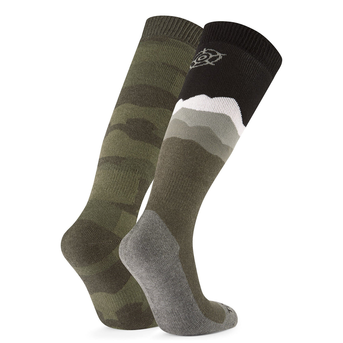 Aleko Mens Ski Socks - Khaki/Black - Image 2