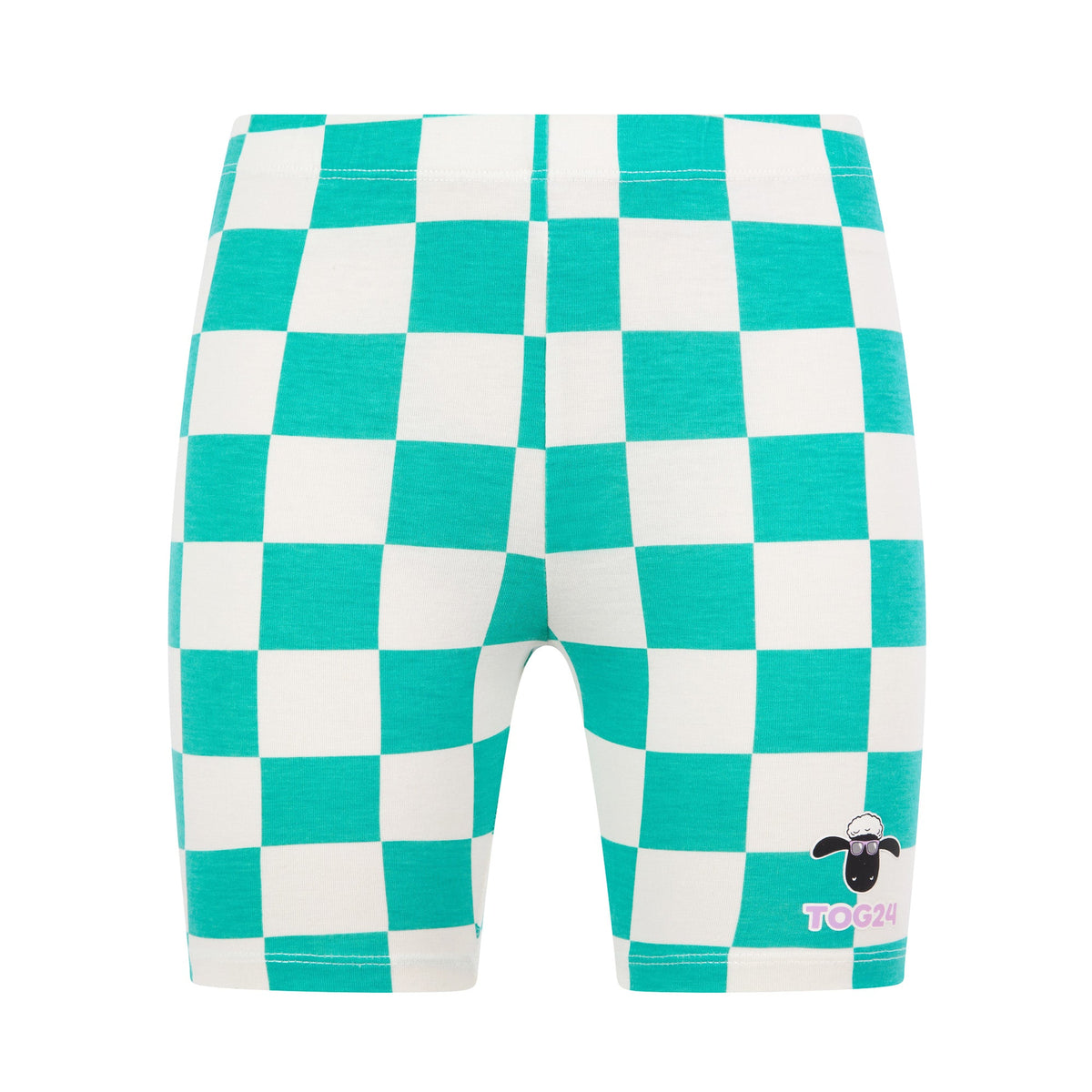 Altay Kids Shaun the Sheep Cycling Short - Spearmint/Woolly Checkerboard - Image 6