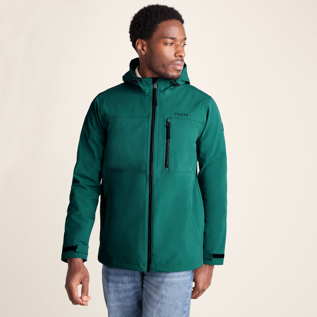 Andro Mens Hooded Waterproof Softshell Jacket - Dark Turquoise - Image 4