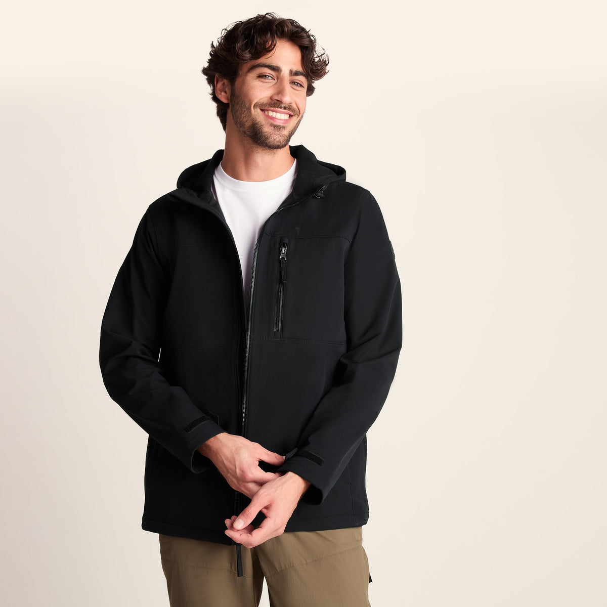 Andro Mens Hooded Waterproof Softshell Jacket - Black