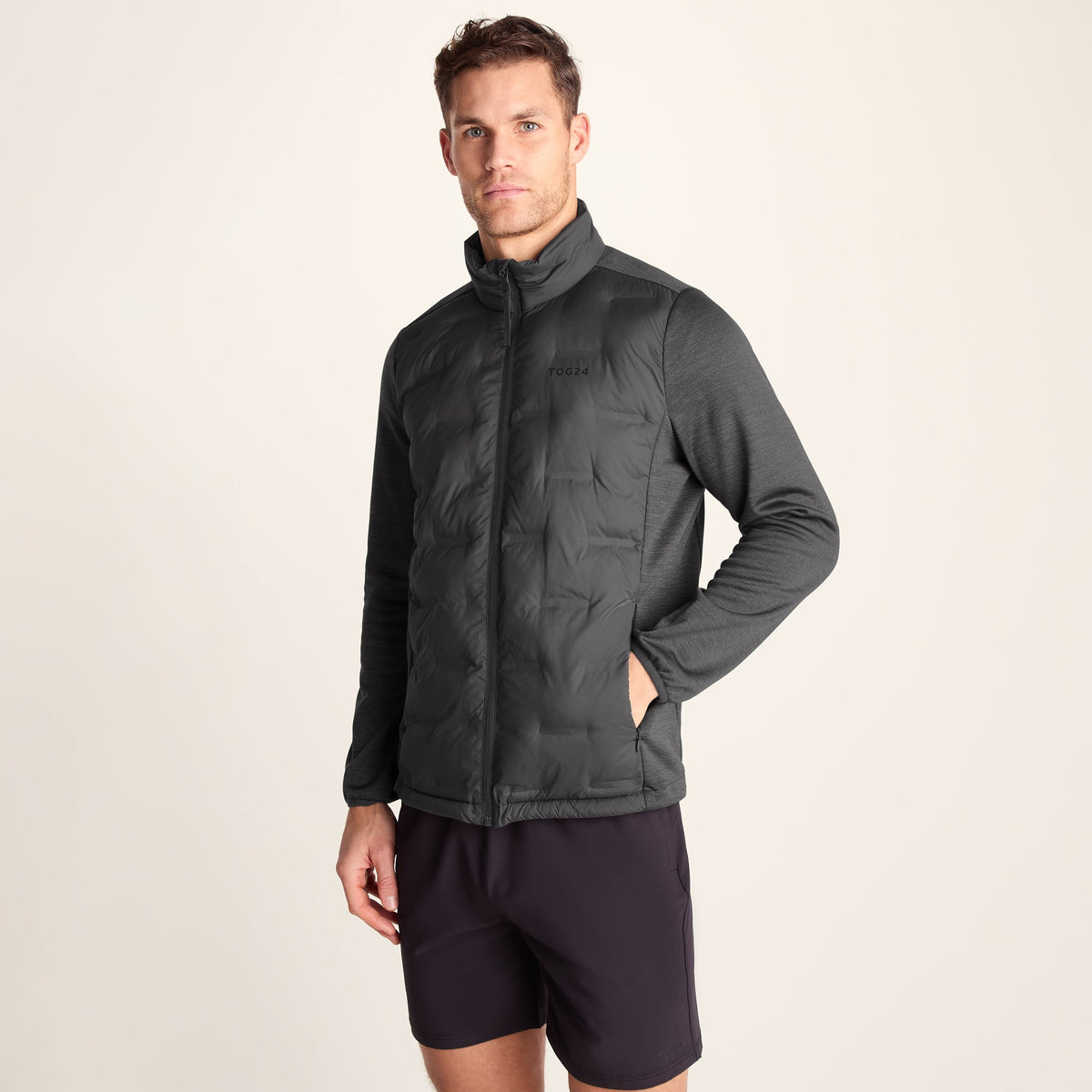 Anick Mens Lightweight Insulated Hybrid Jacket - Deep Slate - Image 2