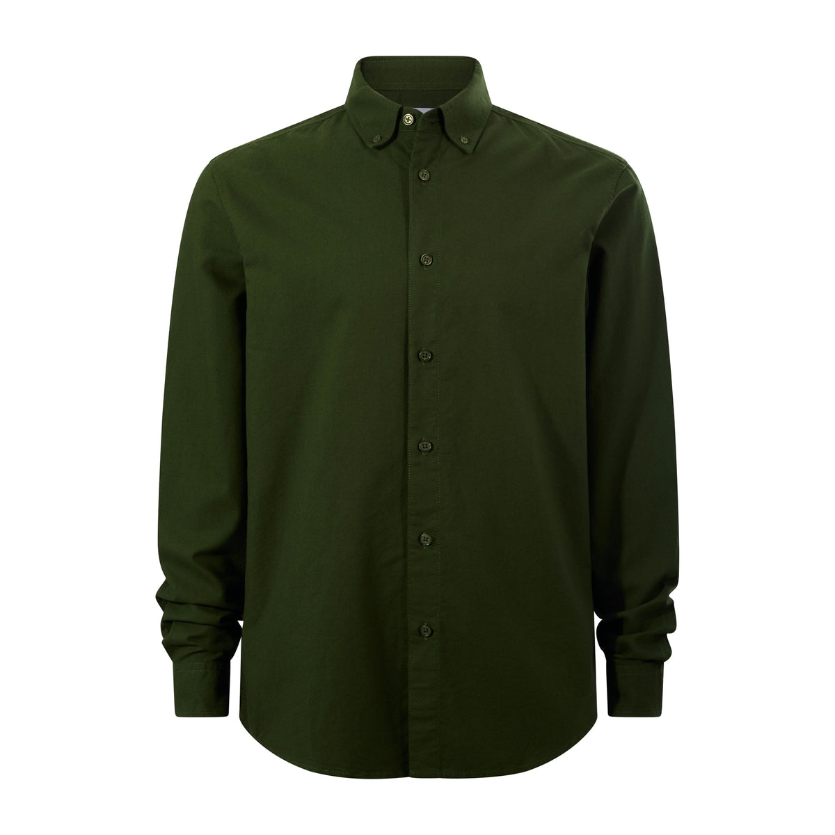 Barry Mens Long Sleeved Cotton Oxford Shirt - Leaf Green - Image 6