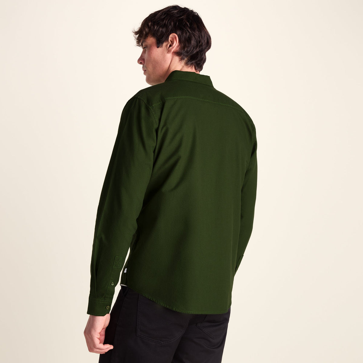 Barry Mens Long Sleeved Cotton Oxford Shirt - Leaf Green - Image 3