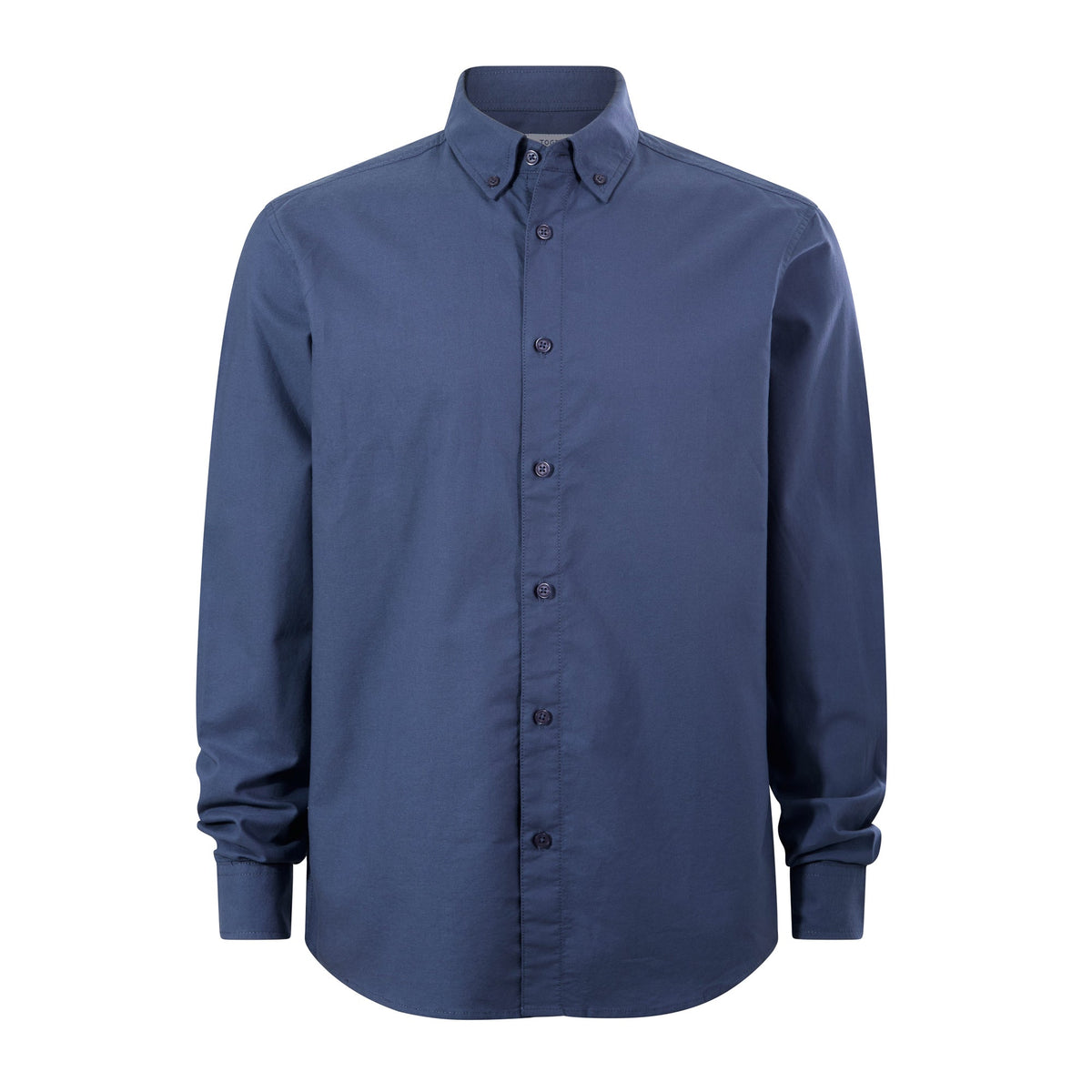 Barry Mens Long Sleeved Cotton Oxford Shirt - Smokey Blue - Image 6
