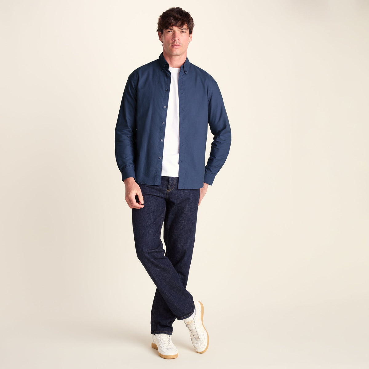 Barry Mens Long Sleeved Cotton Oxford Shirt - Smokey Blue - Image 2