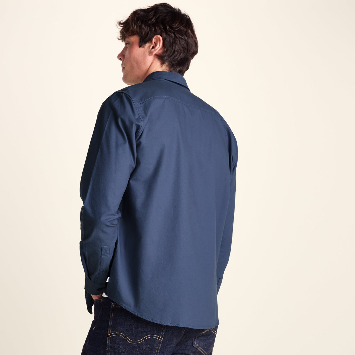 Barry Mens Long Sleeved Cotton Oxford Shirt - Smokey Blue - Image 3