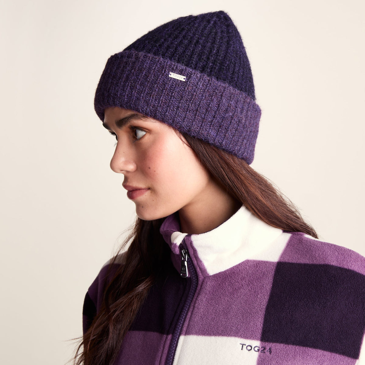 Becky Brushed Chunky Knit Beanie - Blackberry