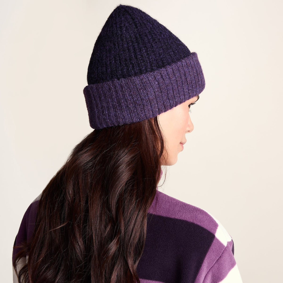 Becky Brushed Chunky Knit Beanie - Blackberry - Image 3