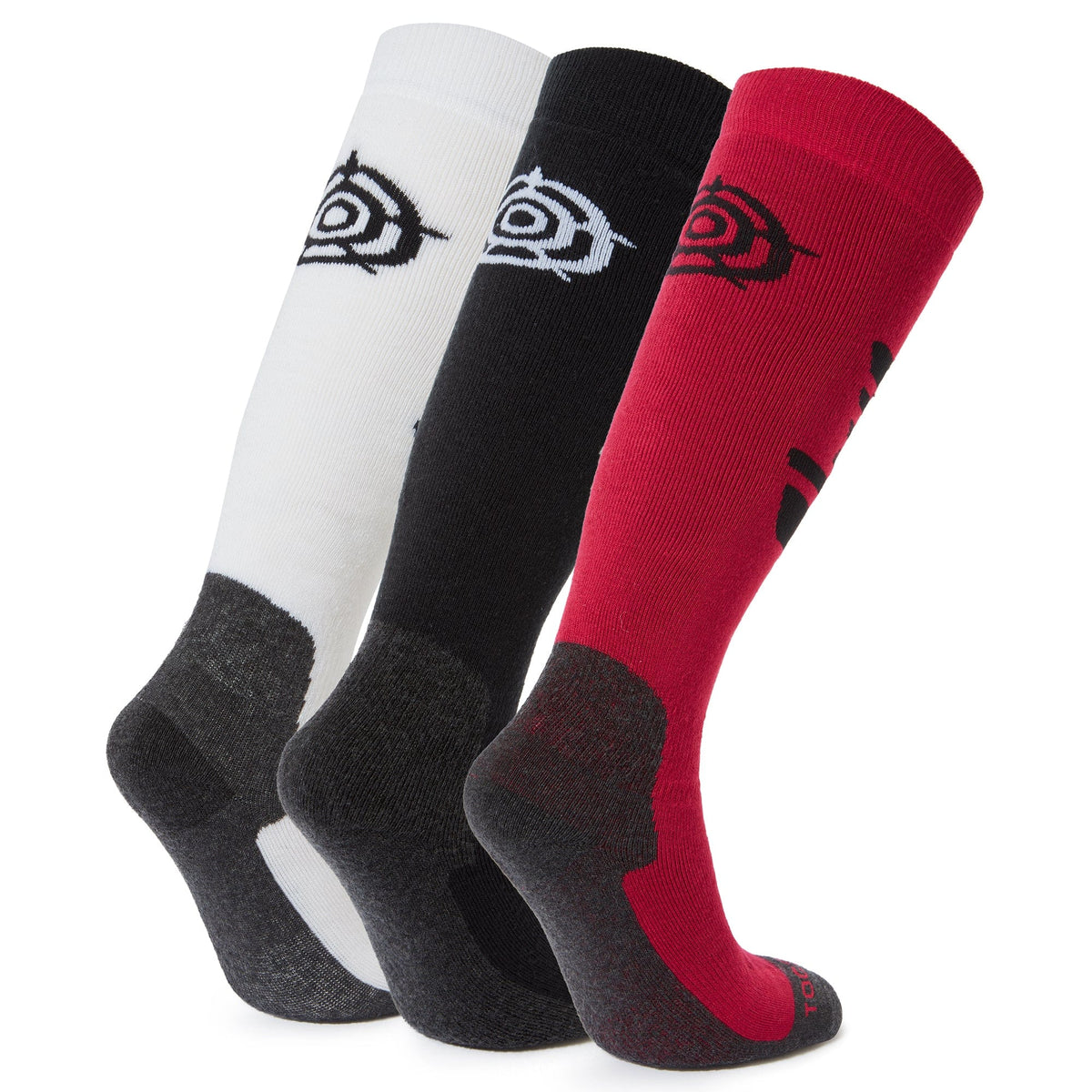Bergenz 3 Pack Womens Ski Socks - Black/Dark Pink/Optic White - Image 2