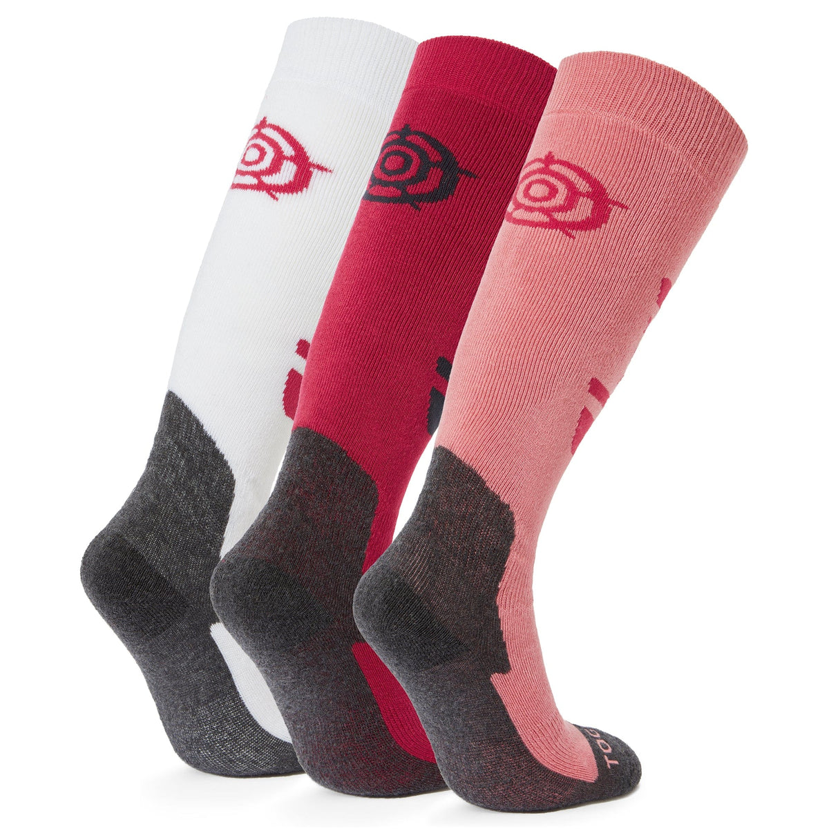 Bergenz 3 Pack Kids Ski Socks - Dark Pink/Playful Pink/Optic White - Image 2