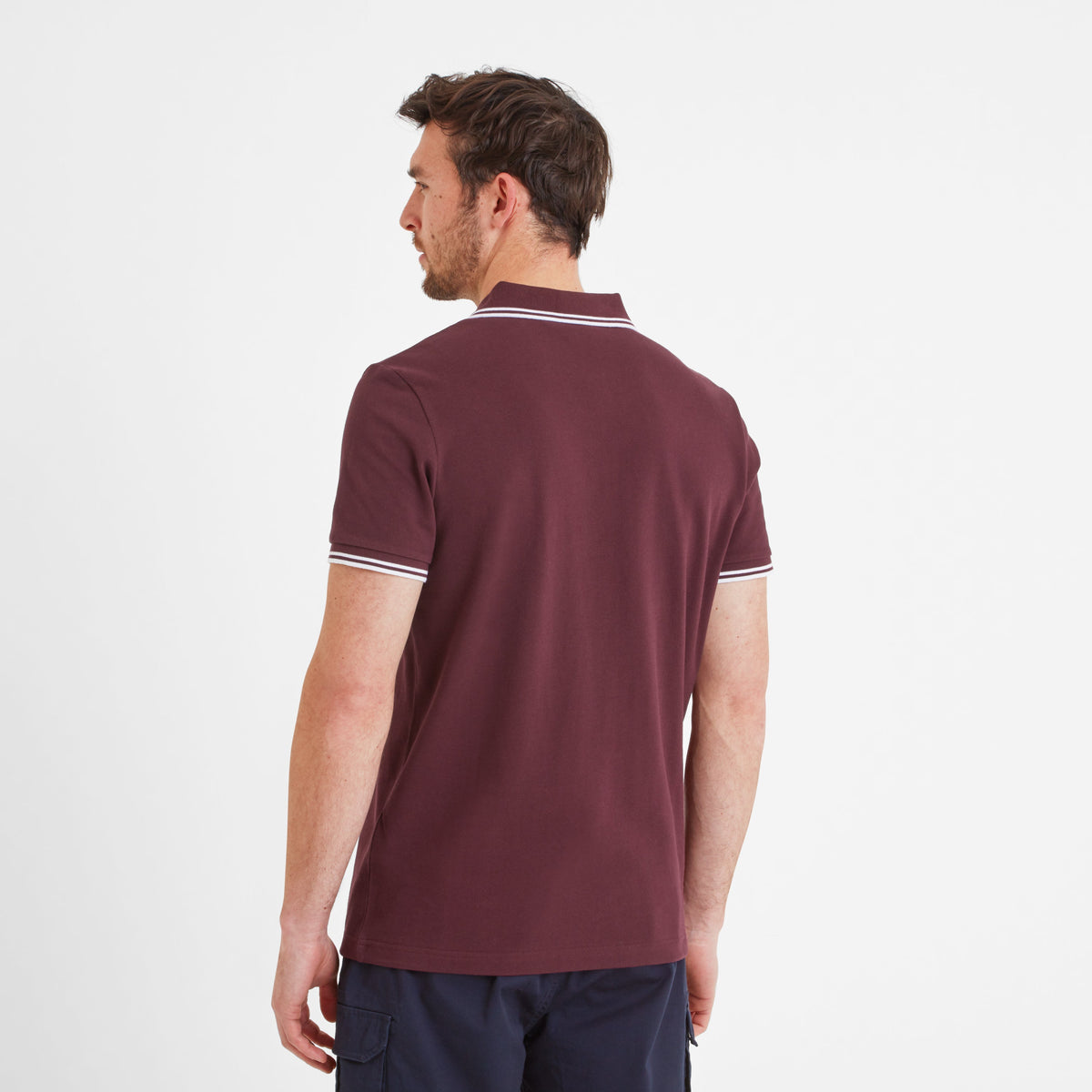 Biston Mens 100% Cotton Pique Polo Shirt - Deep Port - Image 3