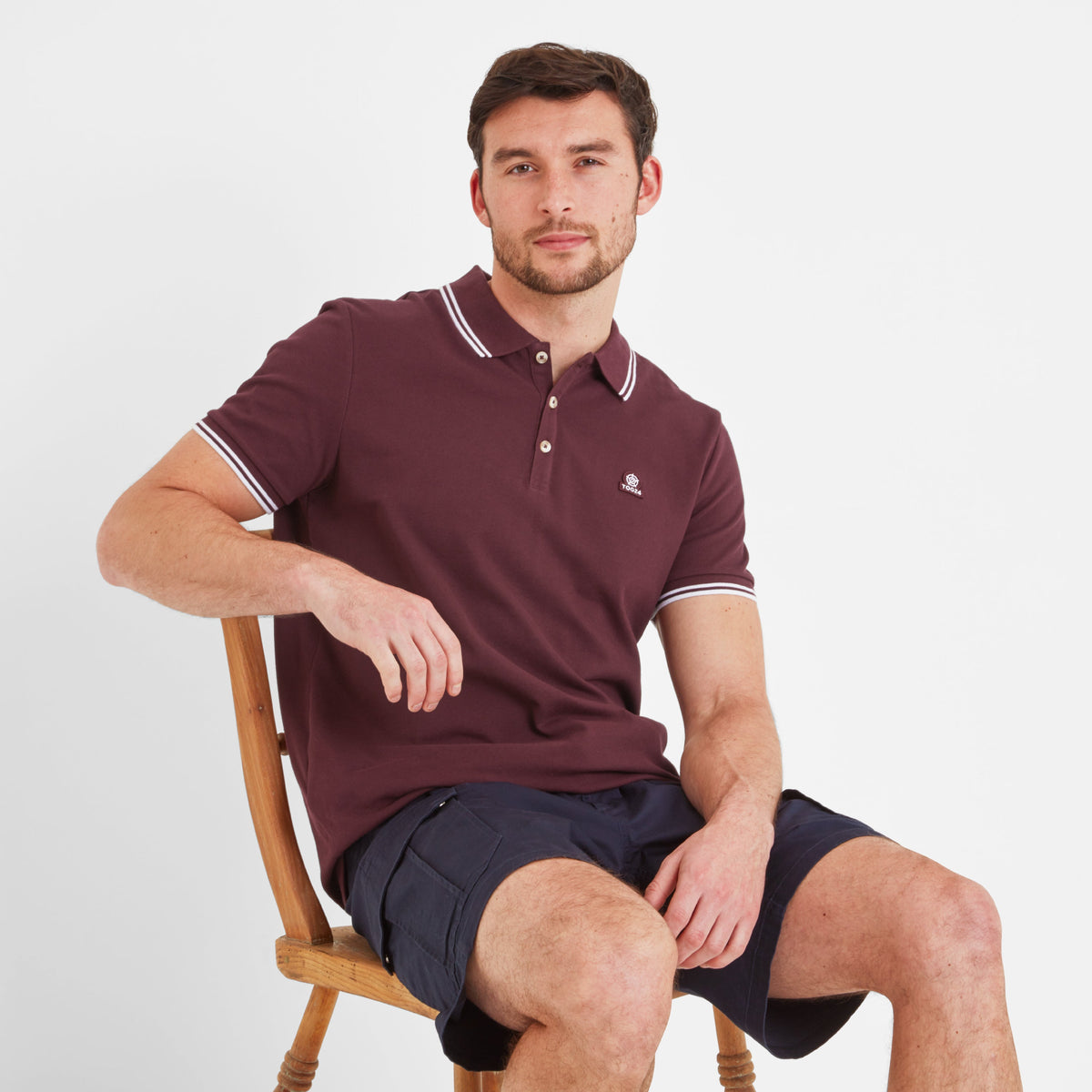 Biston Mens 100% Cotton Pique Polo Shirt - Deep Port - Image 4