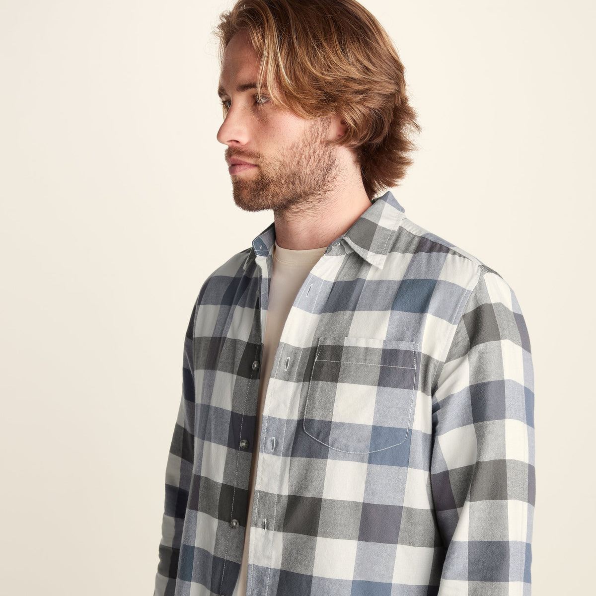 Bryson Mens Brushed Flannel Check Shirt - Ash Brown Check - Image 5