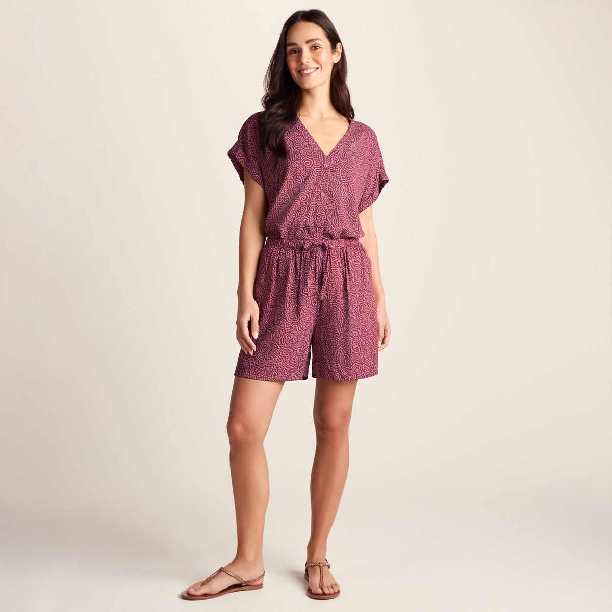 Callie Womens Shorts - Black Raspberry Wiggle Print - Image 2