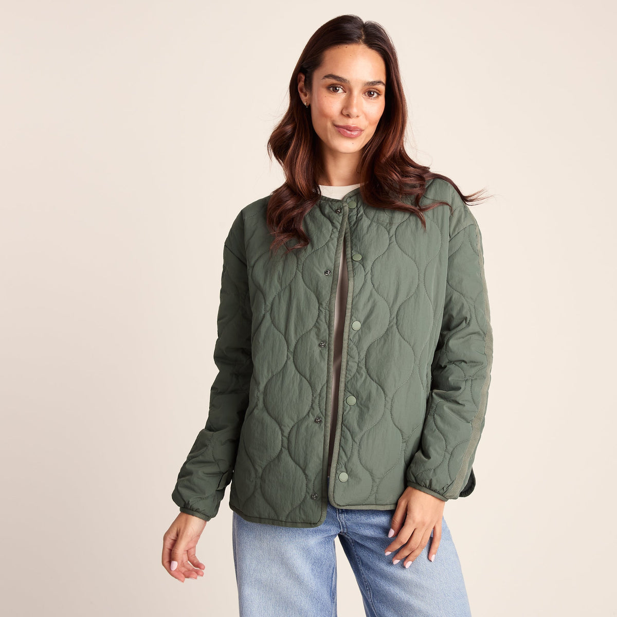 Cleadon Womens Relaxed Fit Shower Resistant Lightweight Insulated Jacket - Pale Khaki - Image 5