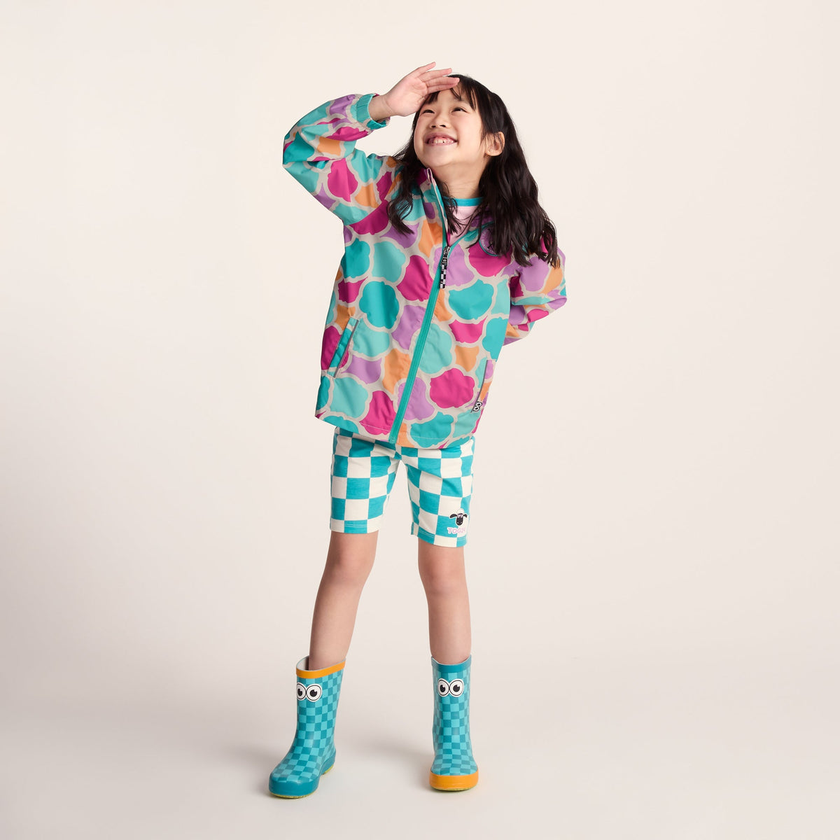 Cohampshire Kids Shaun the Sheep Waterproof Jacket - Pink Cloud Print - Image 2