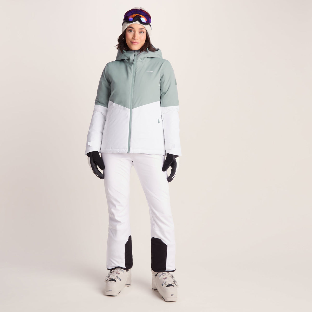 Corvara Womens Waterproof Insulated Ski Jacket - Mist Grey/Optic White - Image 3