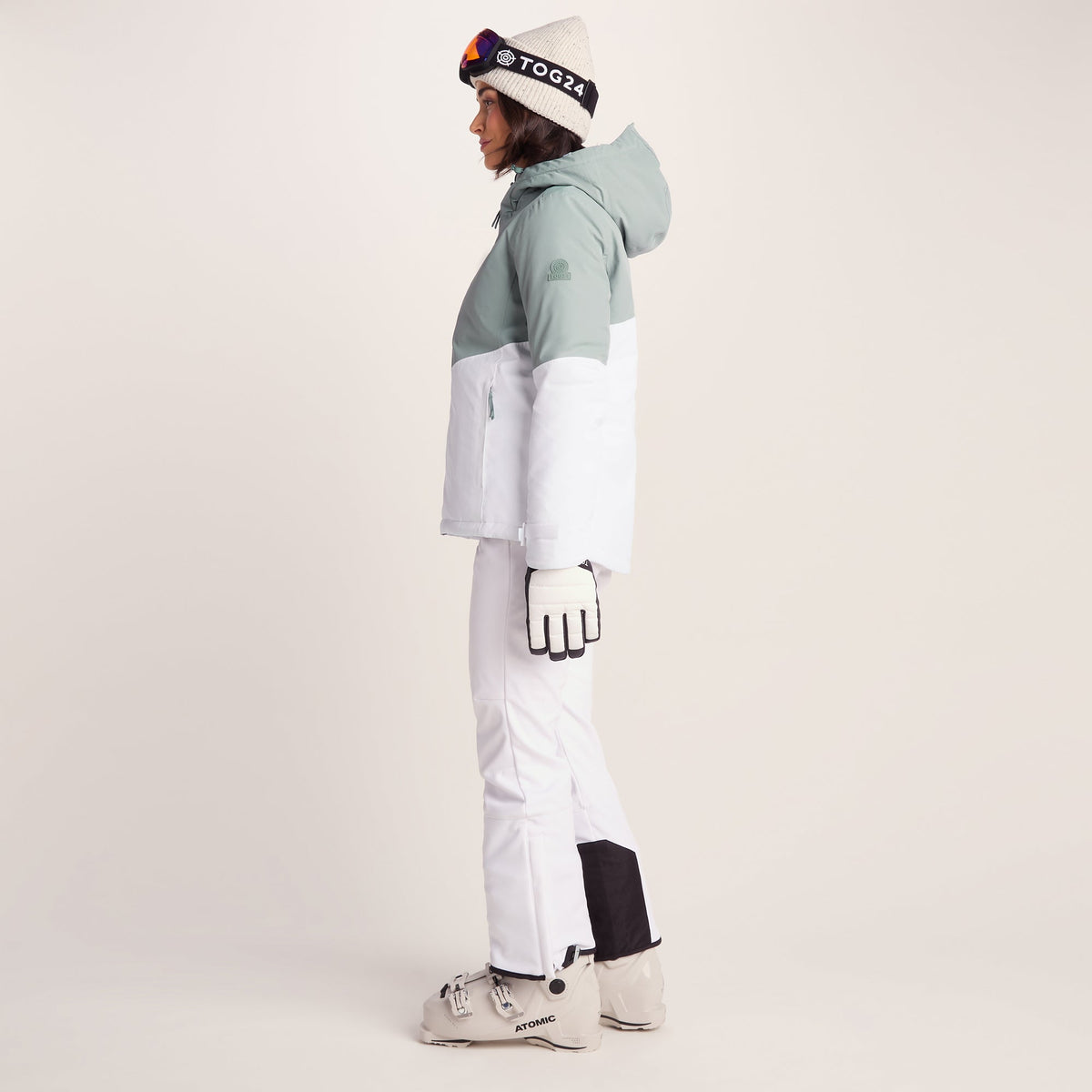 Corvara Womens Waterproof Insulated Ski Jacket - Mist Grey/Optic White - Image 6