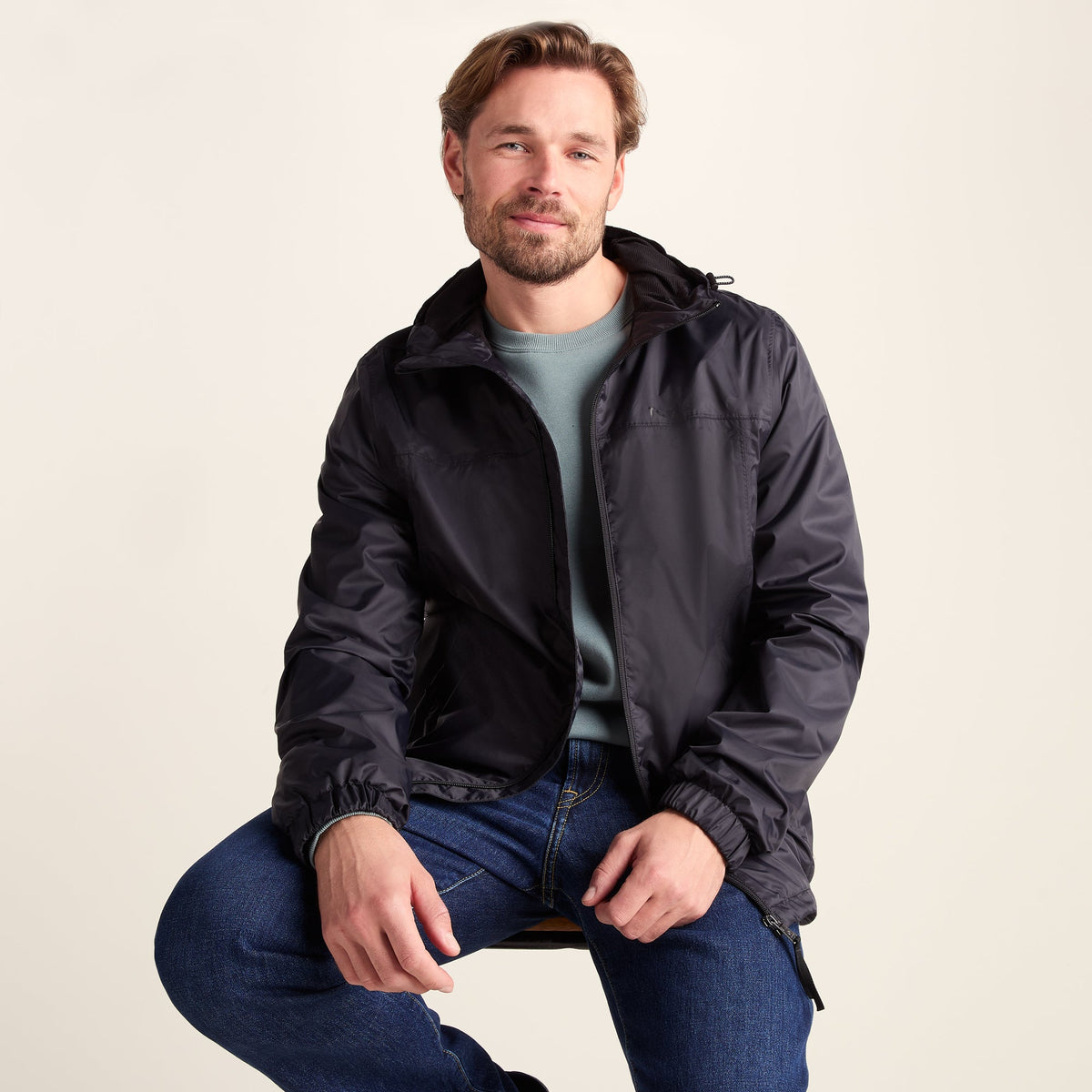 Craven Mens Waterproof Packaway Jacket - Black - Image 5