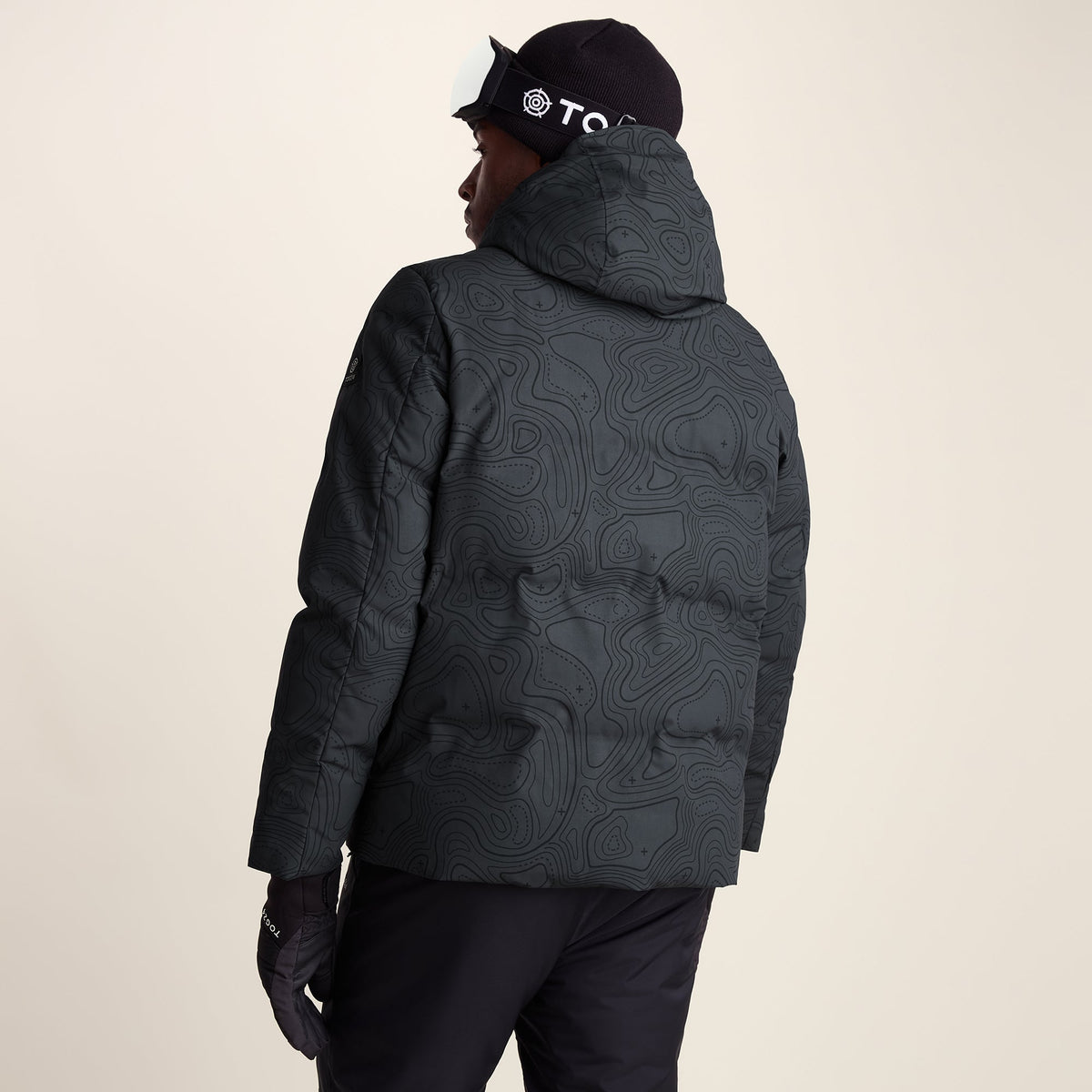Davos Mens Shower Resistant Insulated Ski Jacket - Black Terrain Print - Image 3