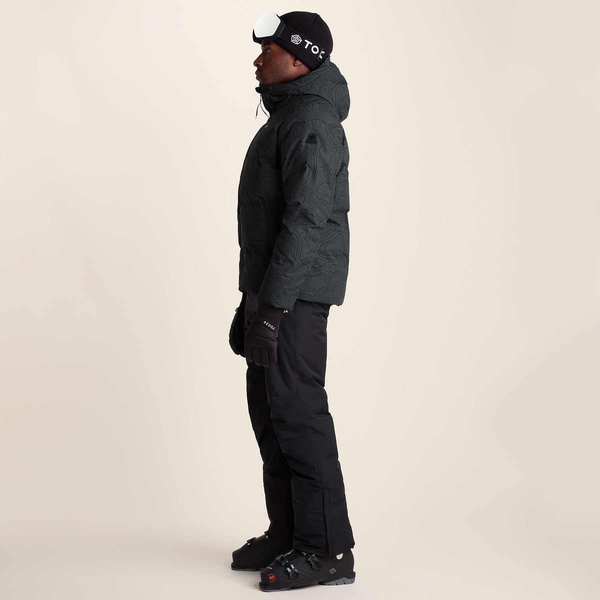 Davos Mens Shower Resistant Insulated Ski Jacket - Black Terrain Print - Image 6