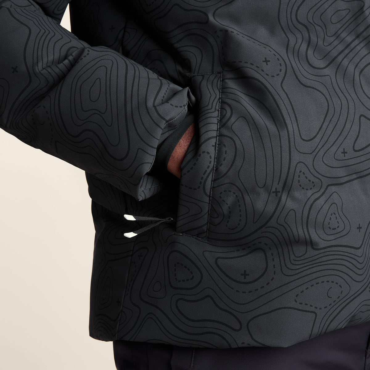 Davos Mens Shower Resistant Insulated Ski Jacket - Black Terrain Print - Image 7