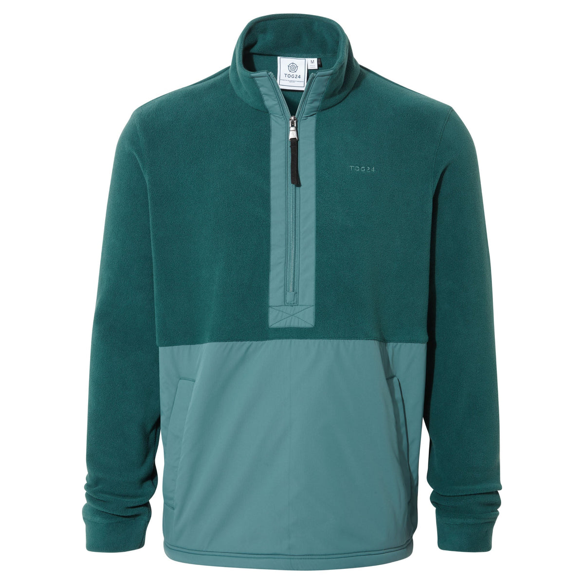 Dowson Mens Relaxed Fit Microfleece Zip Neck - Hydro Blue/Dark Turquoise - Image 7