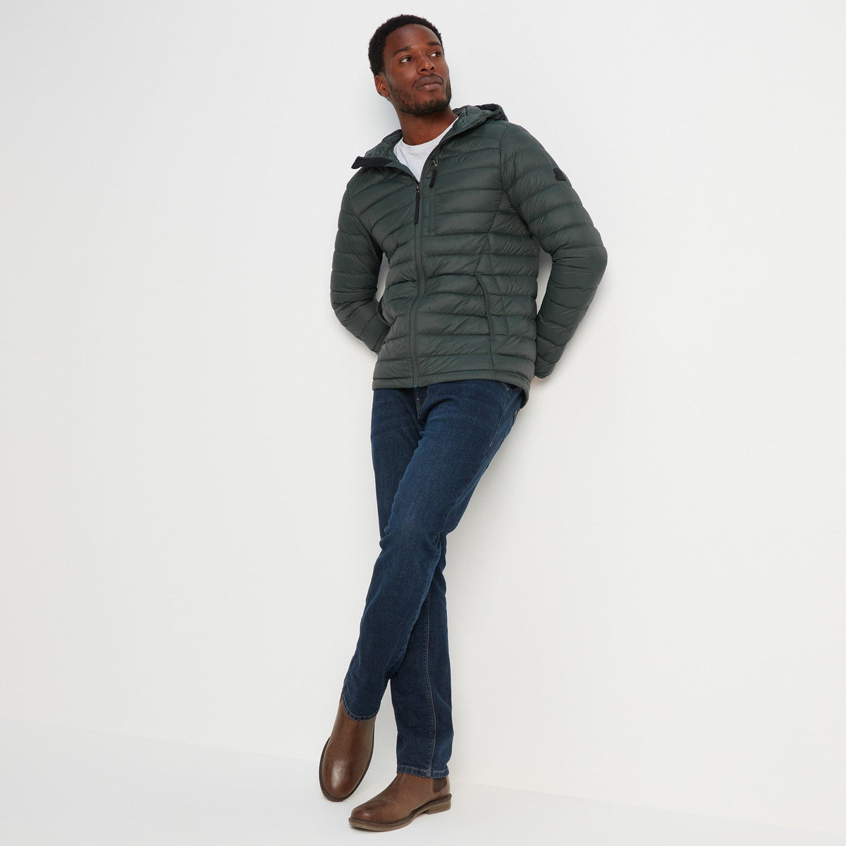 Drax Mens Hooded Down Jacket - Pine Green - Image 2