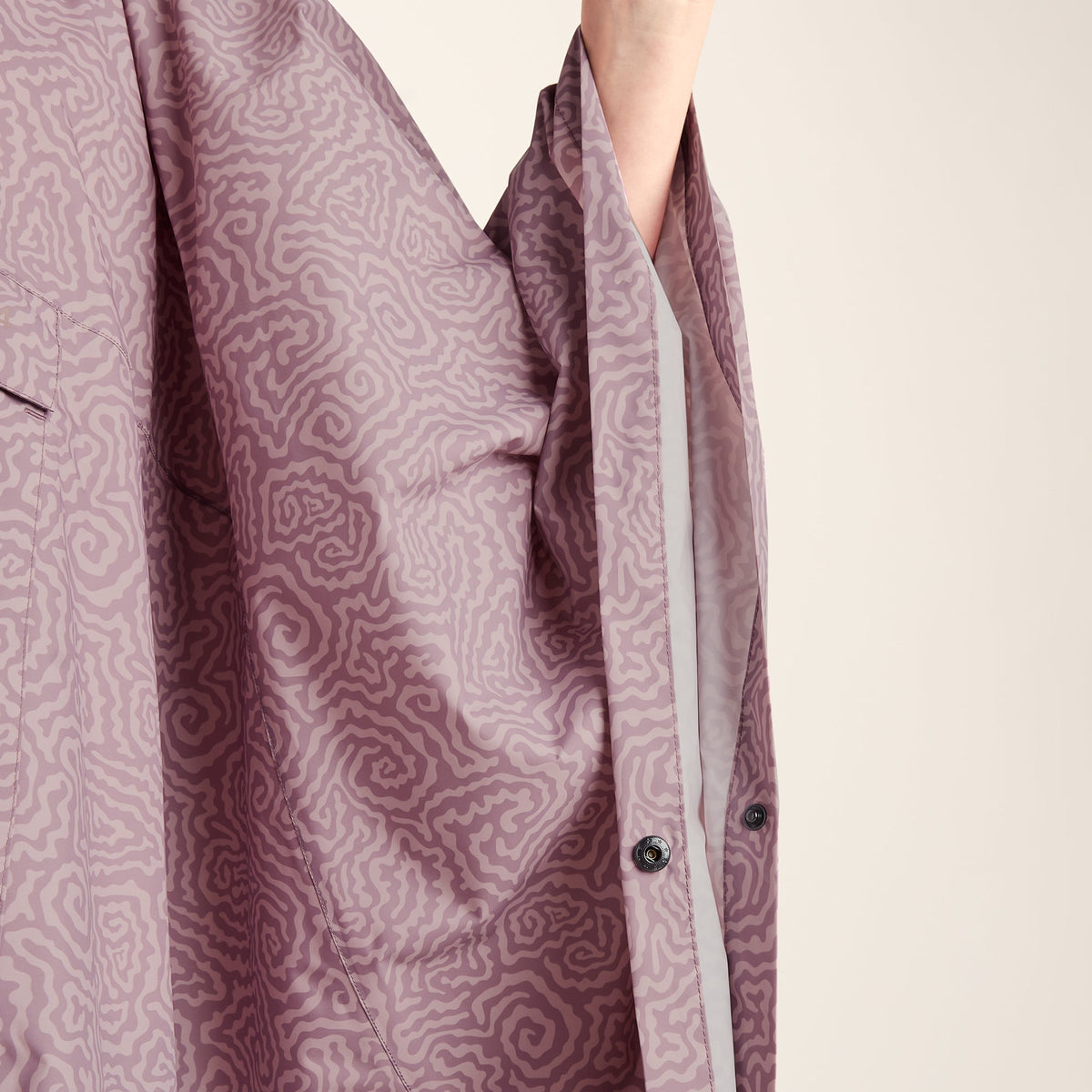 Drench Unisex Waterproof Poncho - Dusky Pink Wiggle Print - Image 7