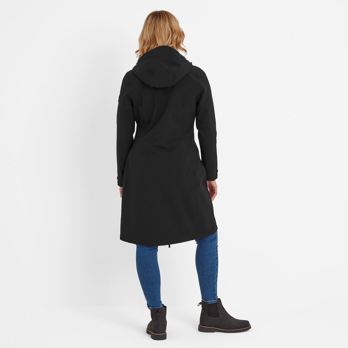 Enya Womens Longline Waterproof Softshell Jacket - Black - Image 3