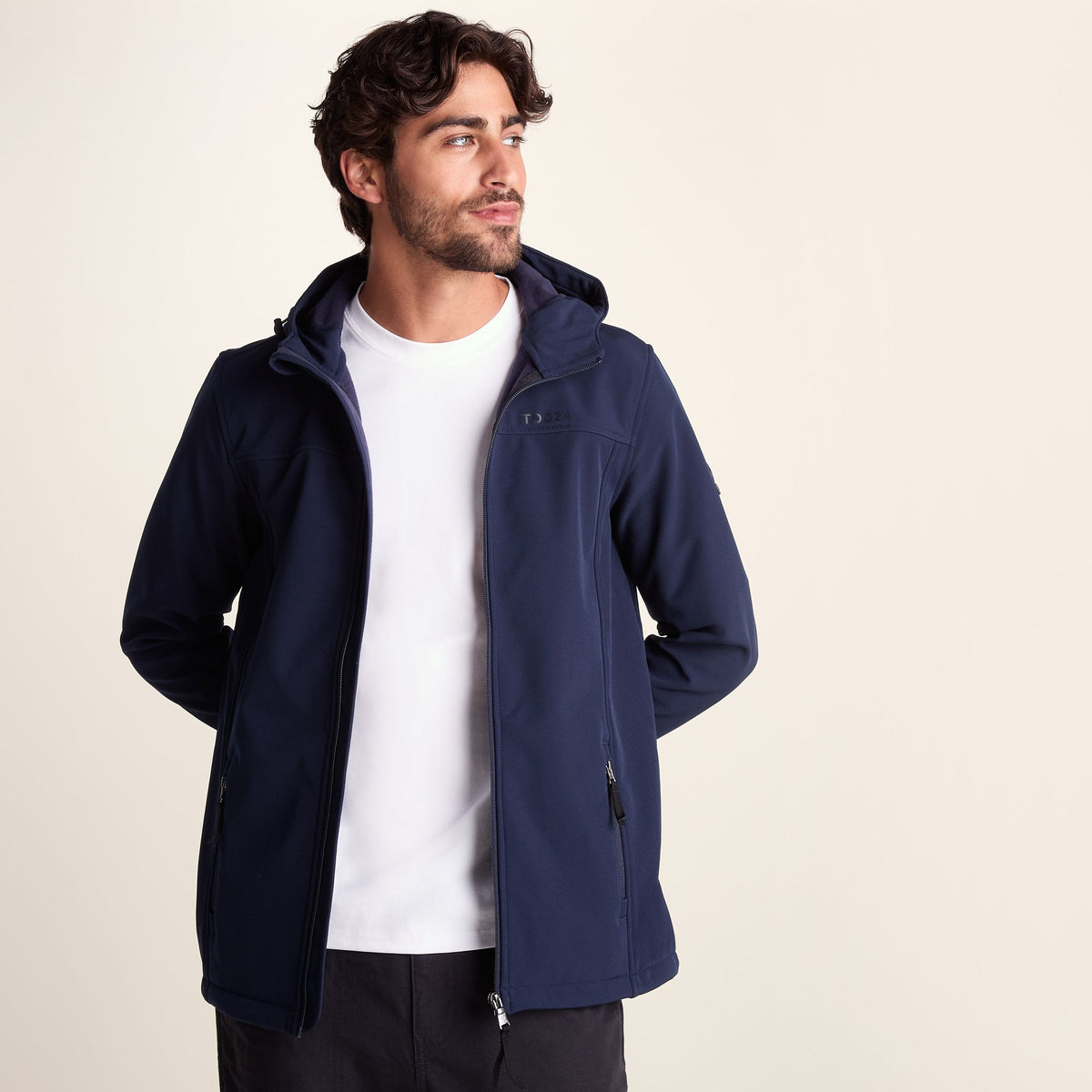 Feizor Mens Shower Resistant Softshell Hooded Jacket - Navy - Image 2