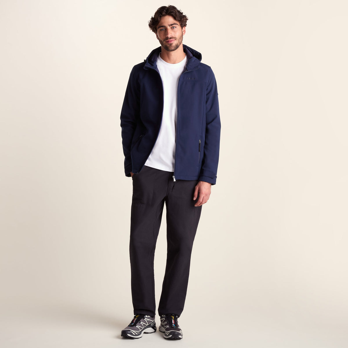 Feizor Mens Shower Resistant Softshell Hooded Jacket - Navy - Image 3