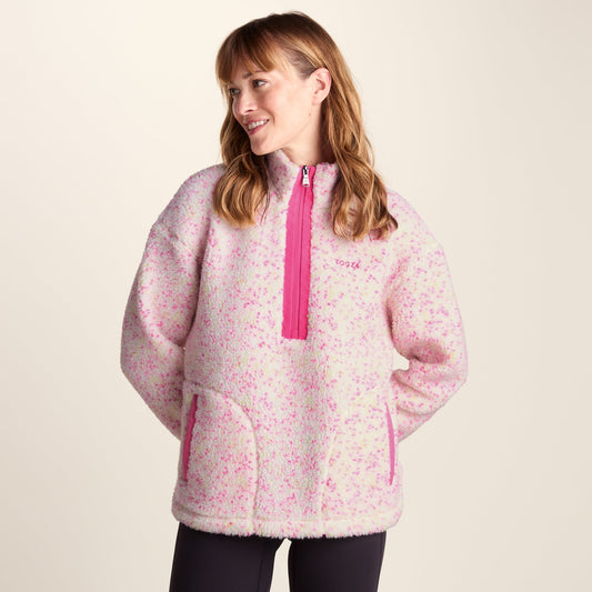 Flossie Womens Sherpa Zip Neck Fleece - Vanilla Nep