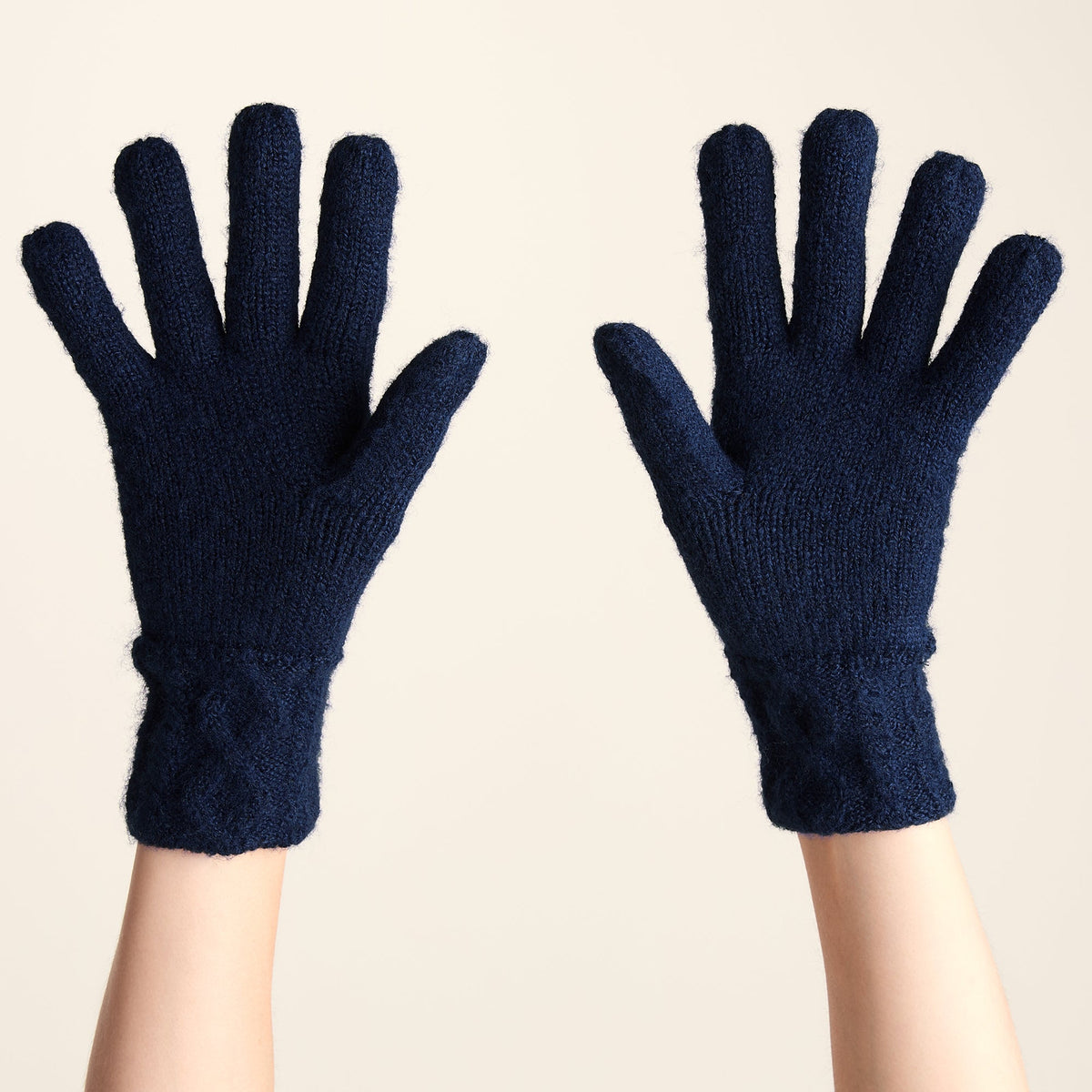 Georgia Supersoft Cable Knit Gloves - Dark Indigo - Image 2