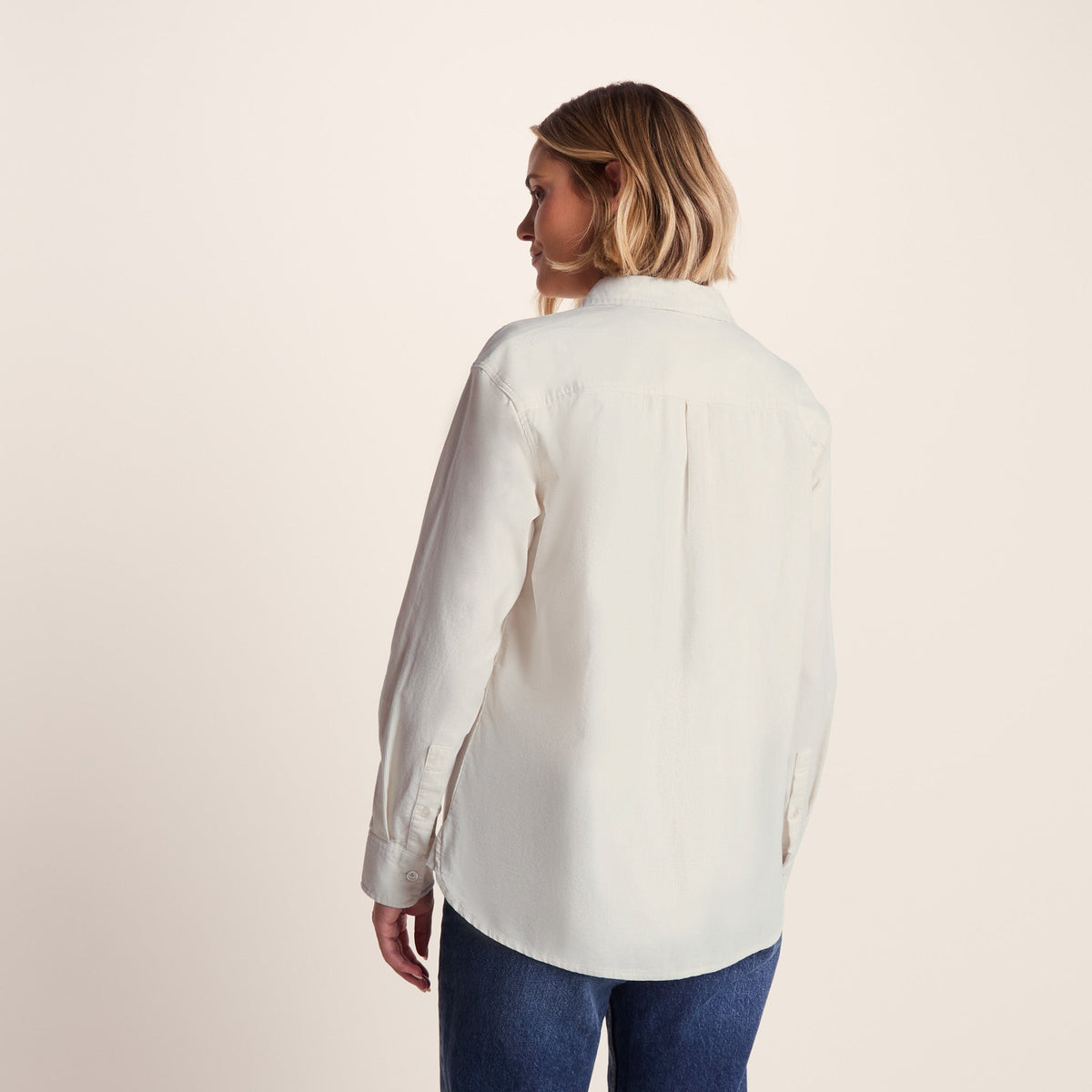 Harby Womens Long Sleeve Lightweight Corduroy Shirt - Vanilla - Image 3