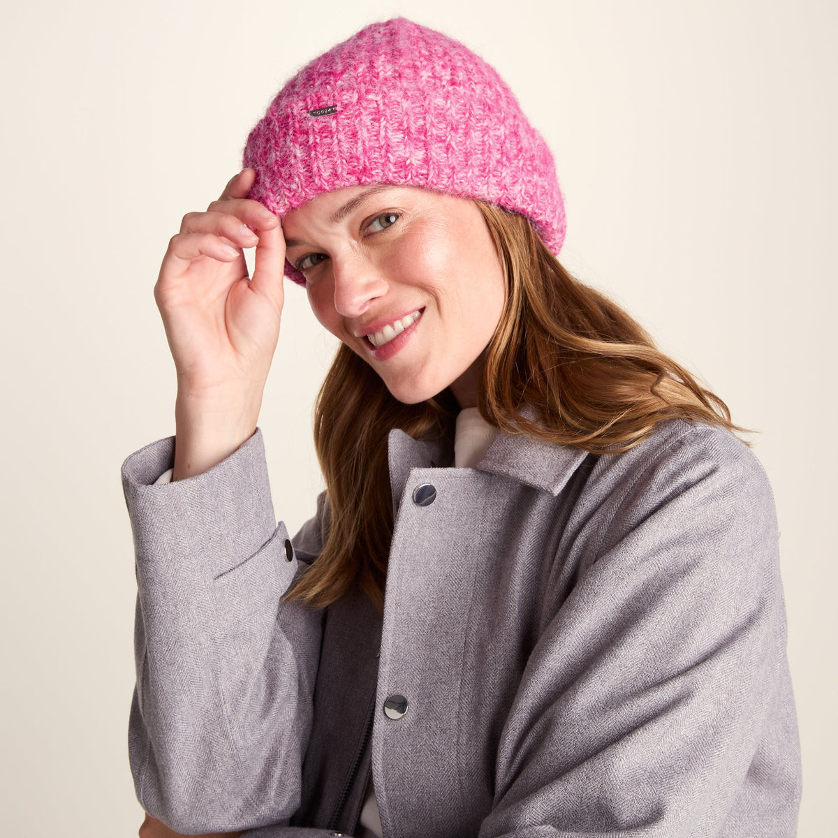 Isabella Supersoft Chunky Knit Beanie - Rich Pink Melange - Image 2