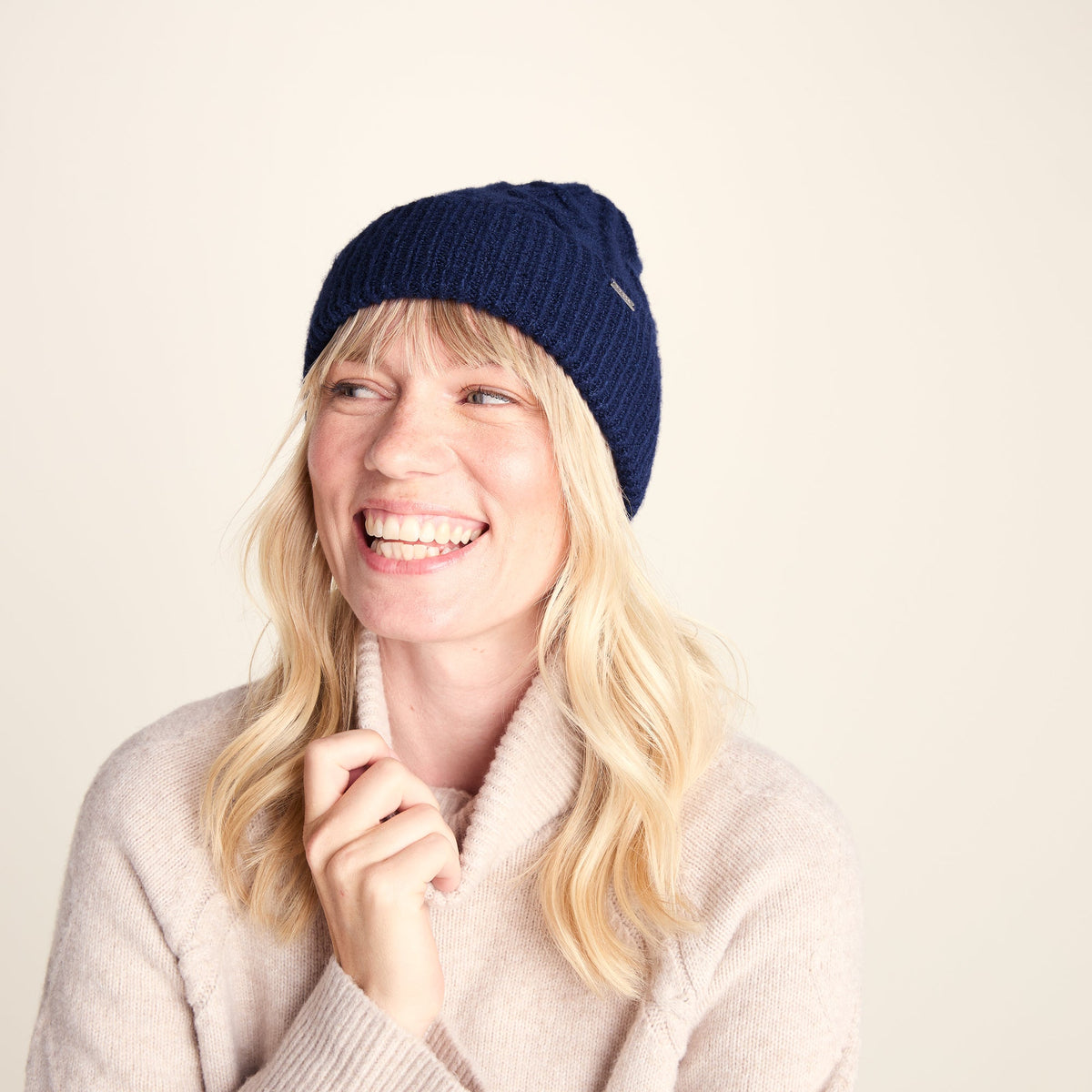 Janice Supersoft Cable Knit Beanie - Dark Indigo - Image 2
