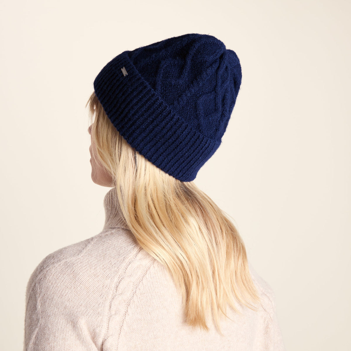 Janice Supersoft Cable Knit Beanie - Dark Indigo - Image 3