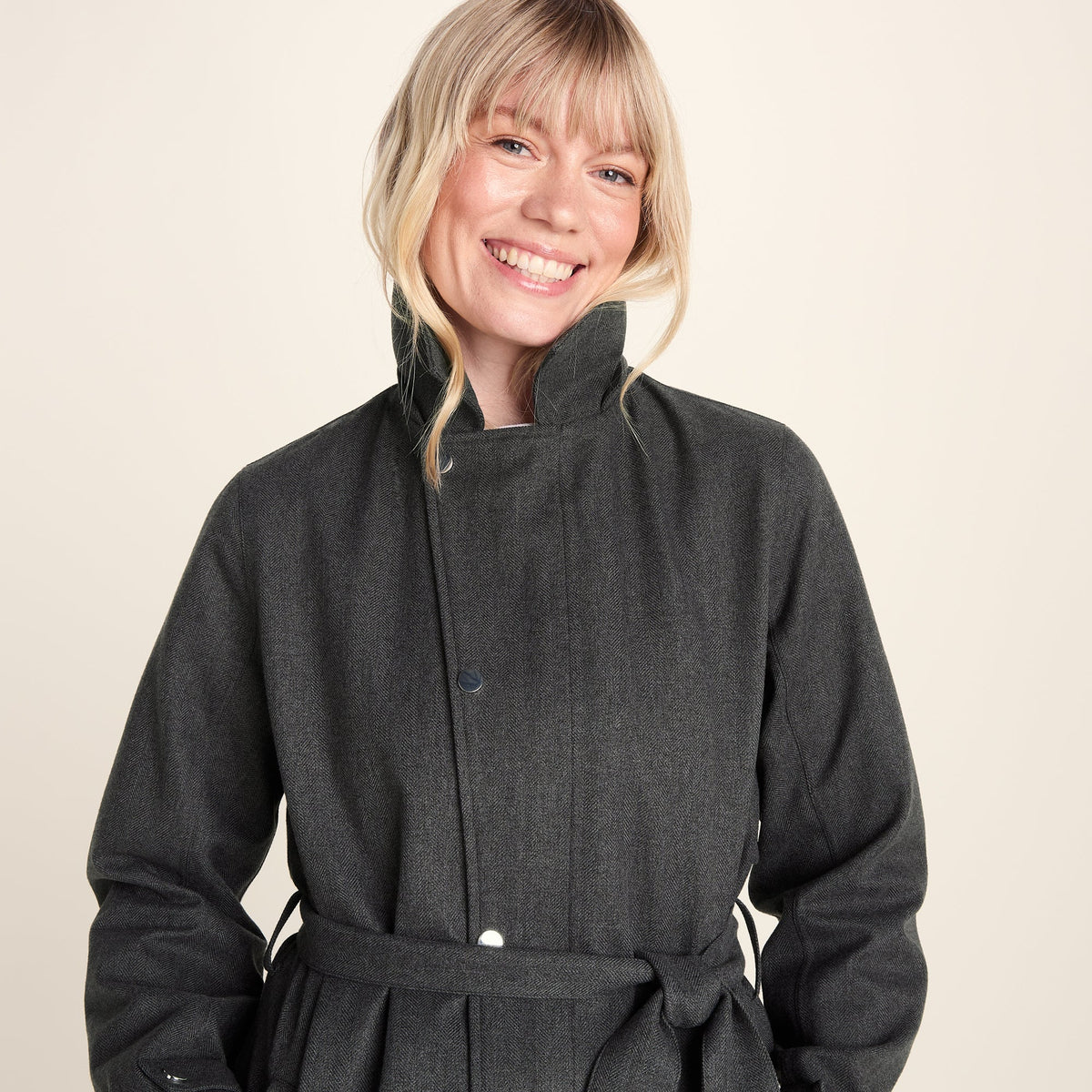 Jemima Womens Waterproof Longline Belted Trench Coat - Charcoal Melange - Image 14